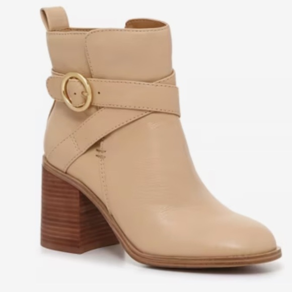 CROWN VINTAGE COURLA LEATHER BUCKLE BOOTIE BEIGE SIZE 8 - Picture 1 of 13